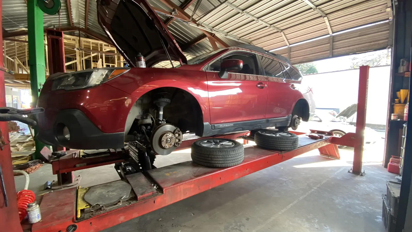 Wheel alignment at R&E Auto Repair in Spring, TX