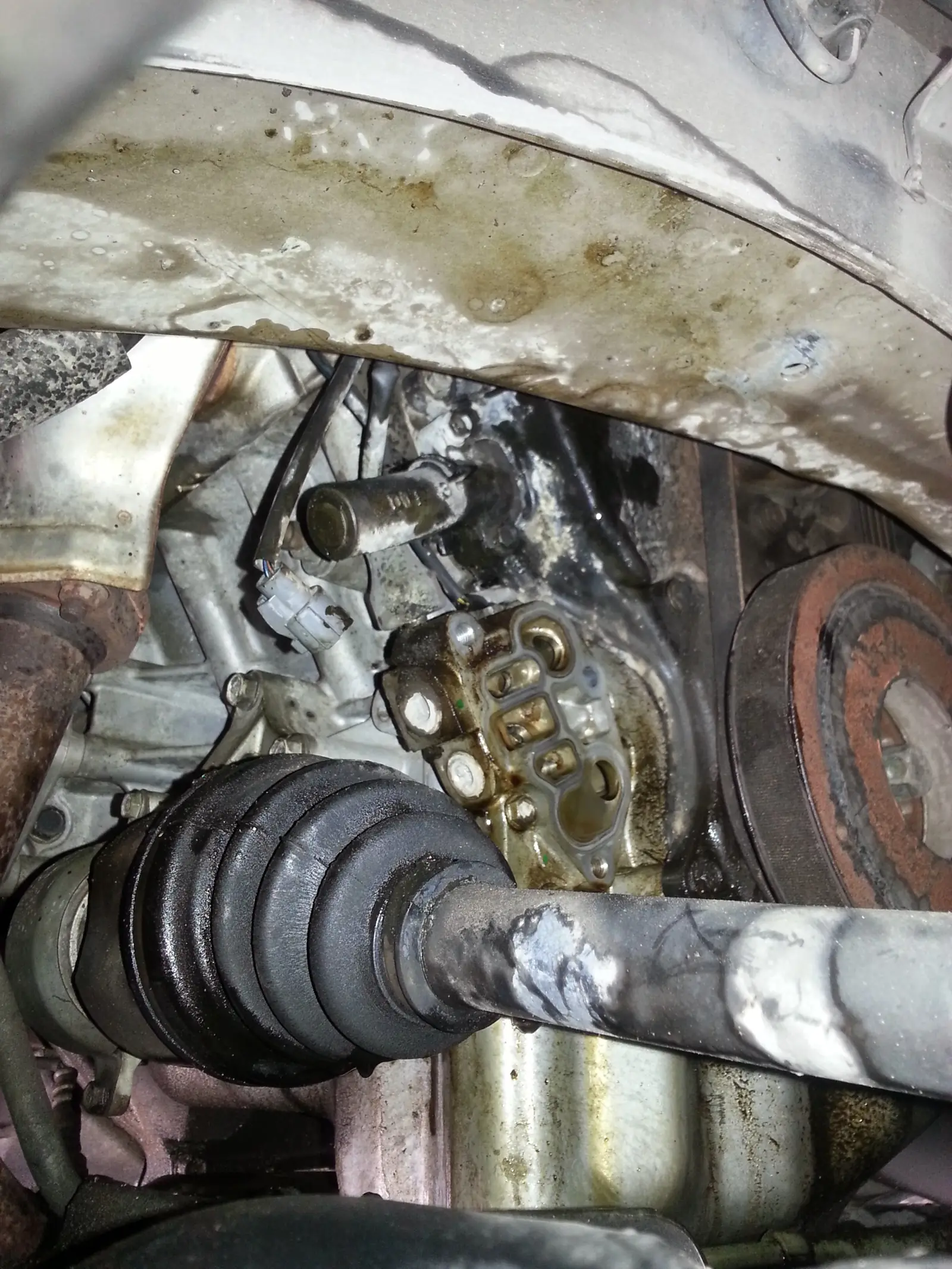 Front axle and steering parts during repair